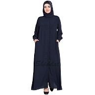 Front open Cardigan abaya- Navy Blue 
